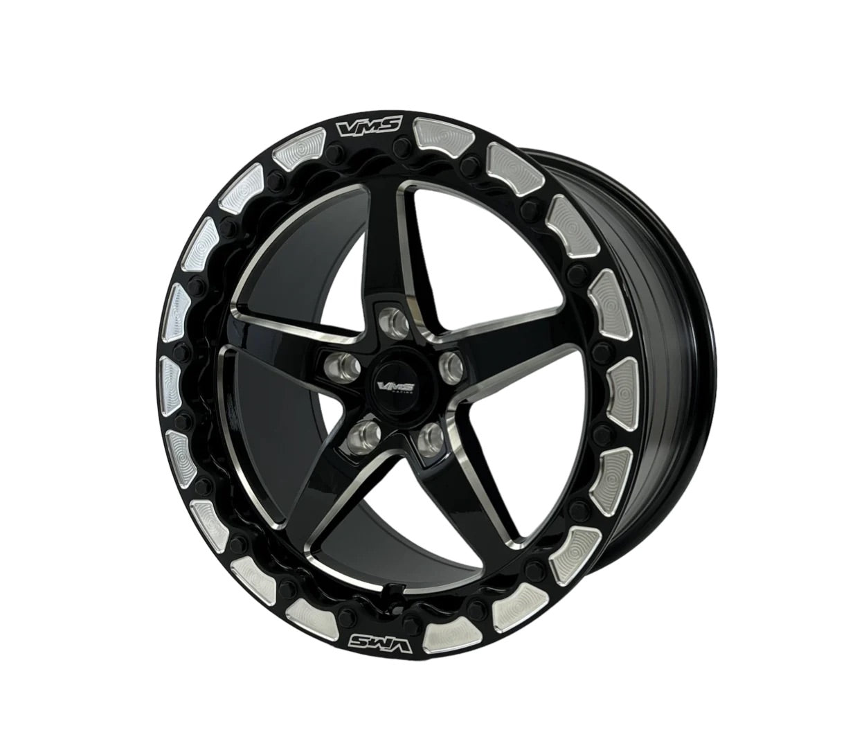 VMS Racing Black Beadlock Vstar Rim Wheel 17x10 5X120 5X4.75" +44 For 10-20 Chevy Camaro