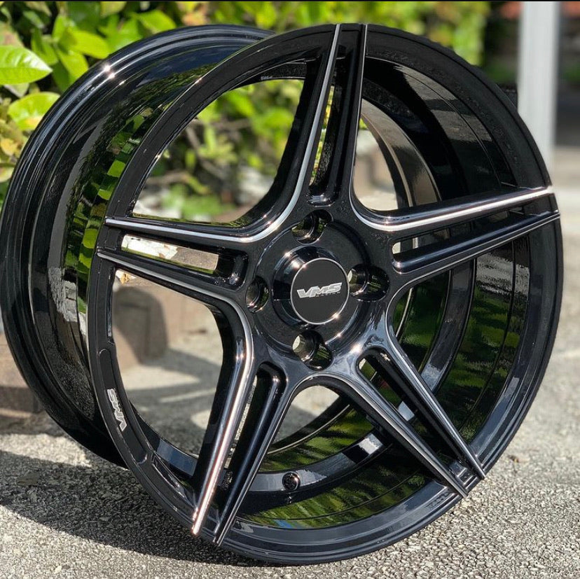 VMS Racing Black Trust Drag Racing Wheel Front Or Rear 15x8 4x 100 +20 Offset 73.1