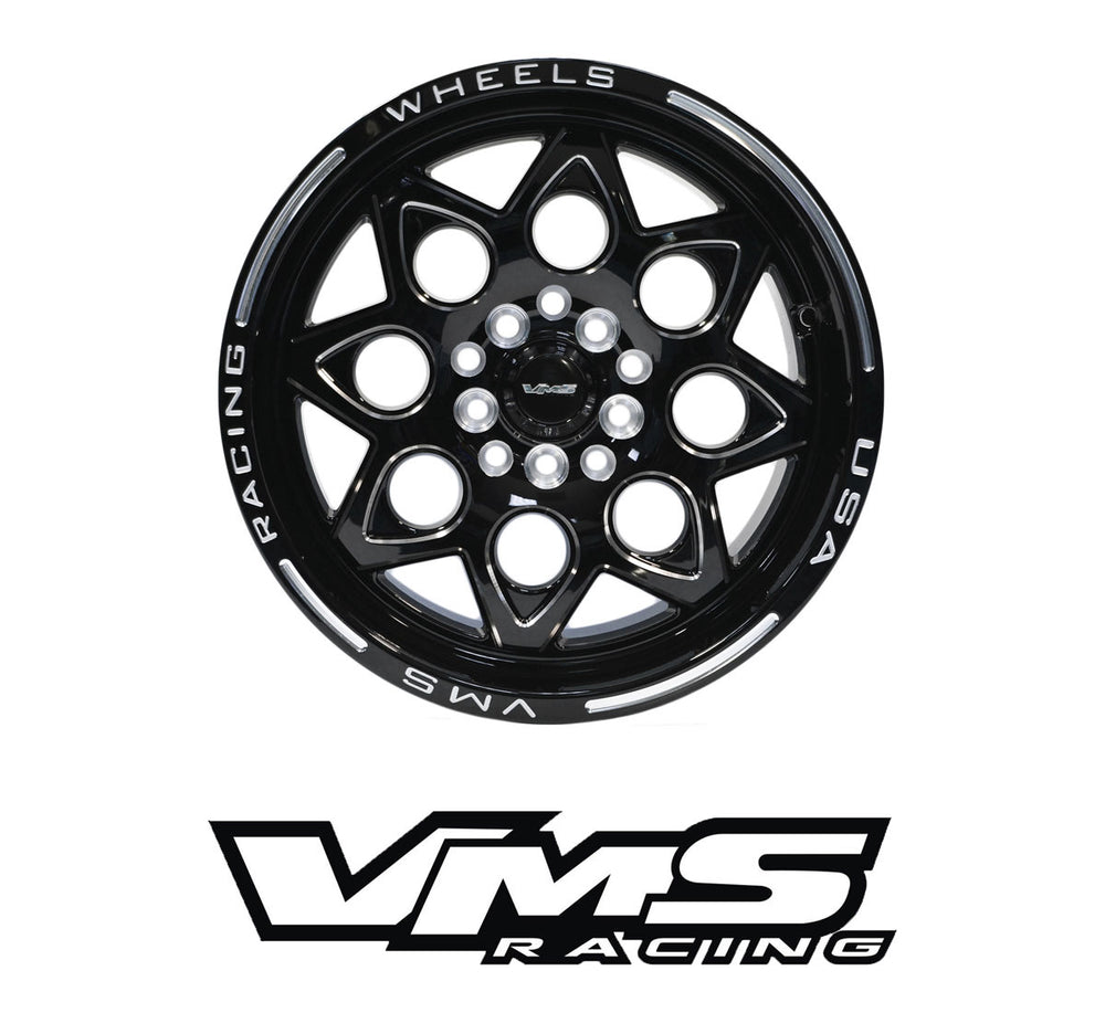 4x VMS Racing Black Lip Rocket Drag Wheel Rim 15x8 4X100 4X114.3 +20