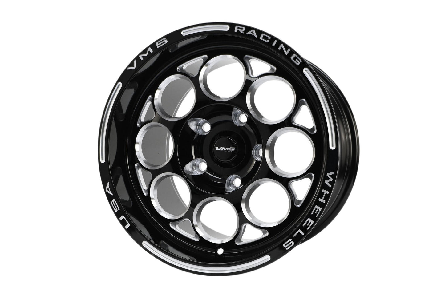 VMS Racing Street Or Drag Race Modulo Black Milled Wheel Rim 15X10 5X120 (5X4. 3/4") +50 ET (7.5" B.S) VWMO018