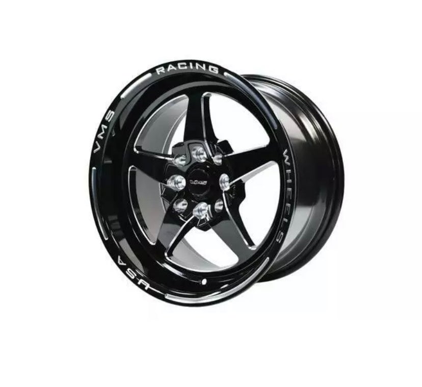 2x VMS RACING FRONT OR REAR DRAG RACE V-STAR WHEEL 15X8 4X100 / 4X108 +20 ET (5 1/4 